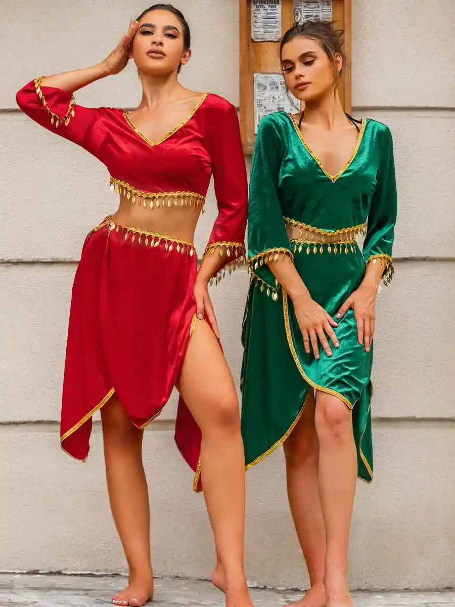 Sequin Two Piece Outfit - Cropped Top + Skirt - Image 5