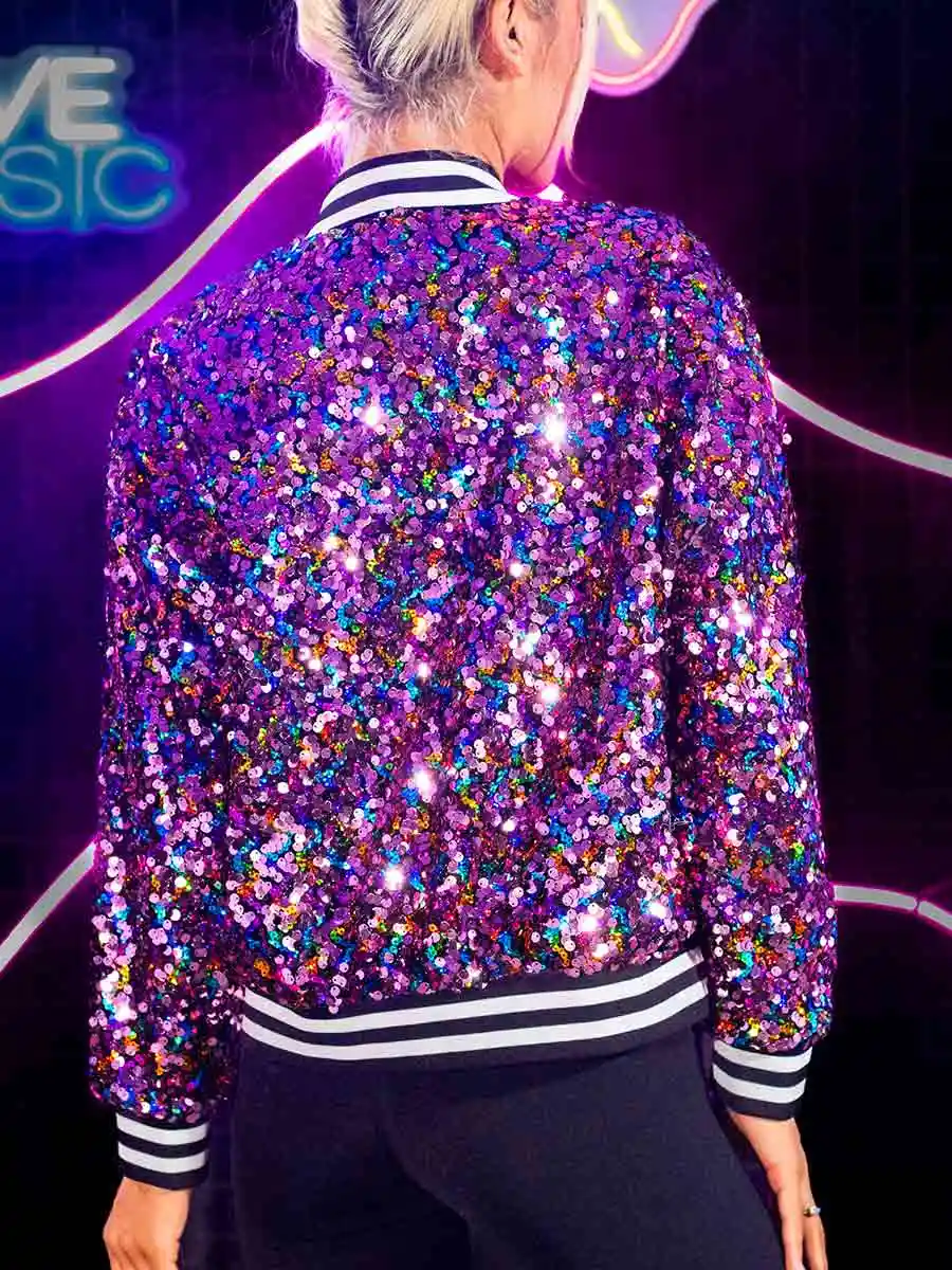 Sparkly Purple Jacket - Trendy Shiny Colorful Jackets - Image 2