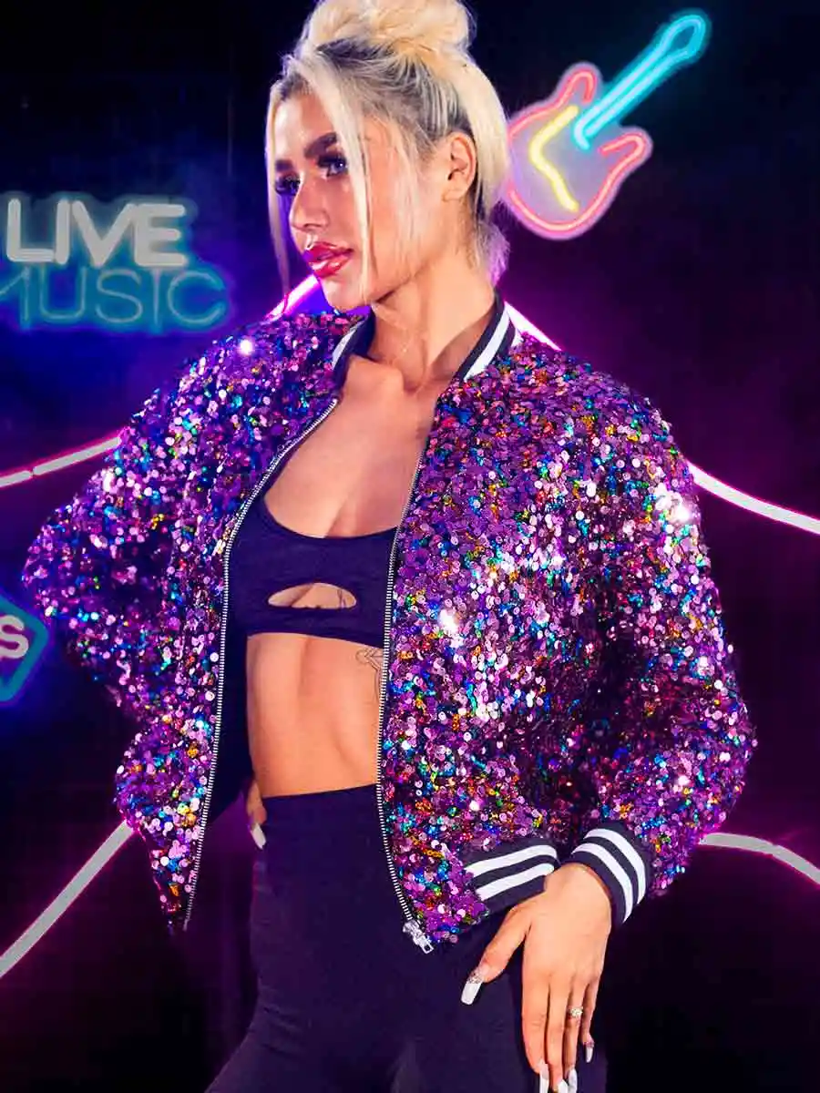 Sparkly Purple Jacket - Trendy Shiny Colorful Jackets - Image 4
