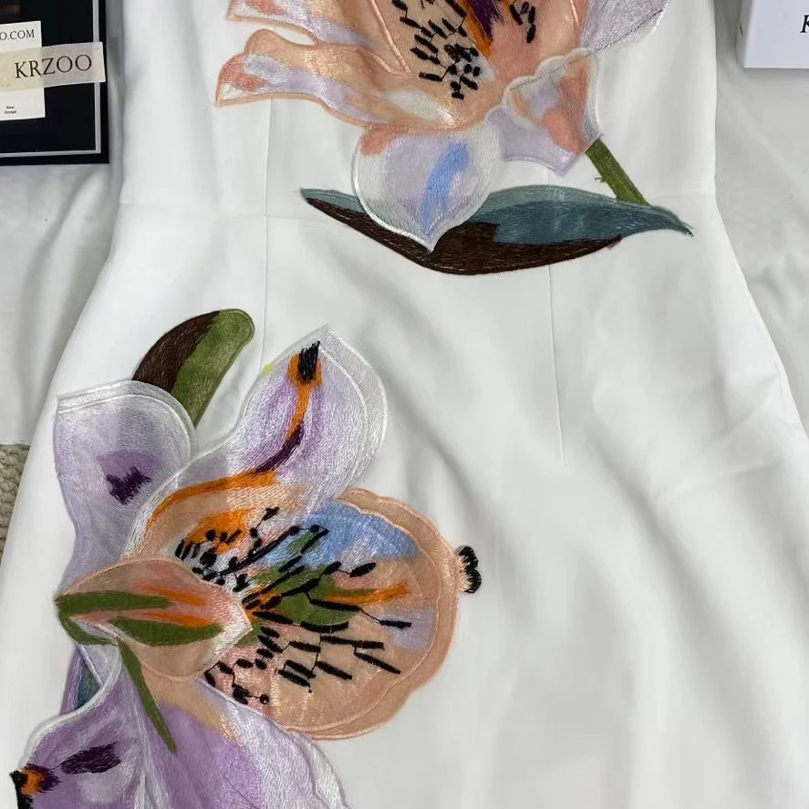 3D Floral A-Line Dress - Image 4