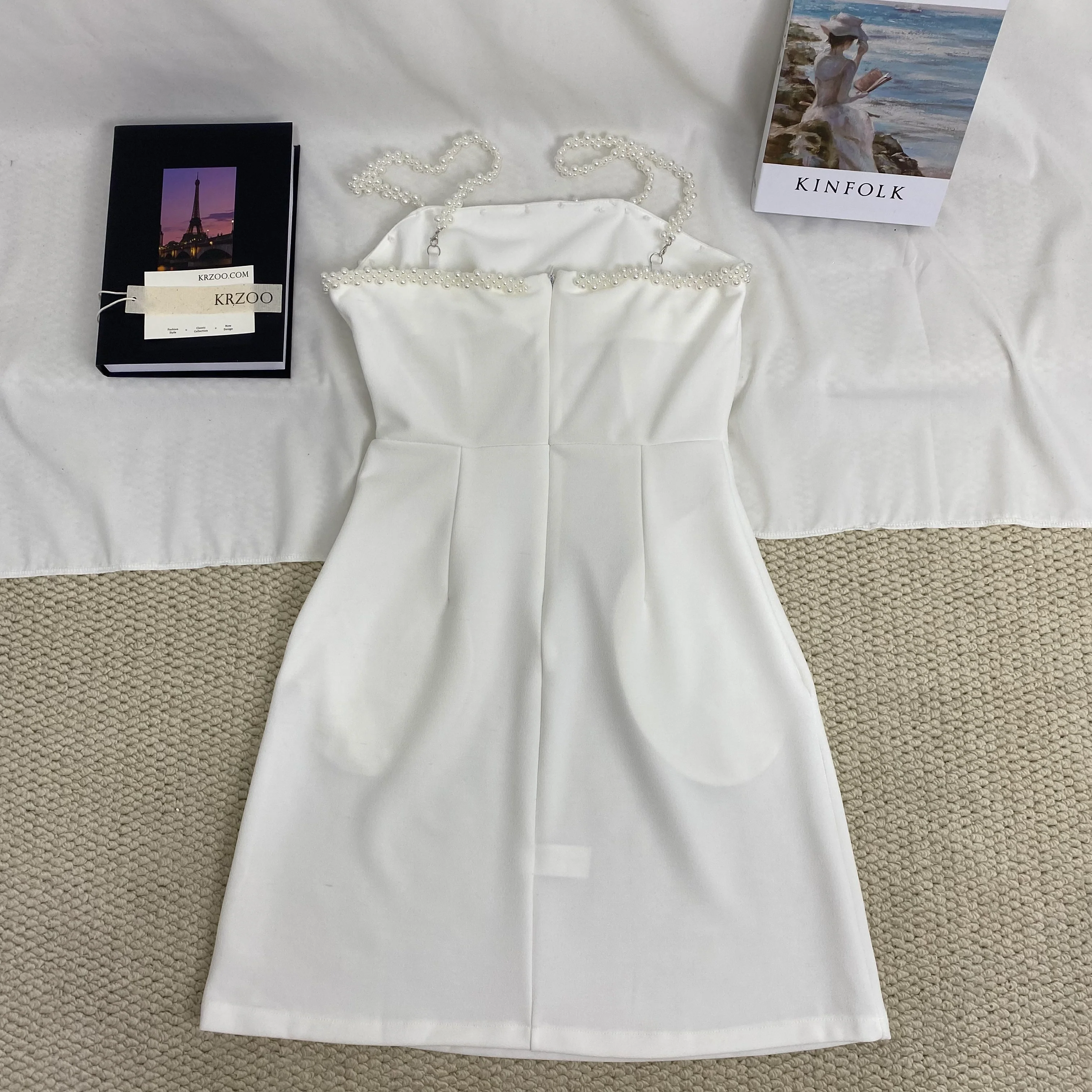 Beaded Strap Solid Color Dress - Image 2