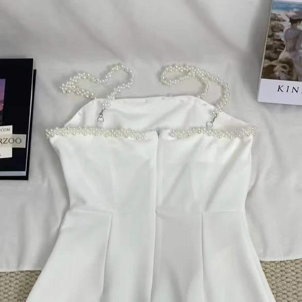 Beaded Strap Solid Color Dress - Image 3