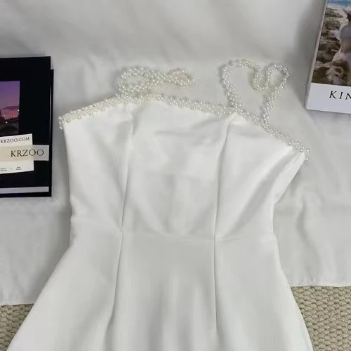 Beaded Strap Solid Color Dress - Image 4