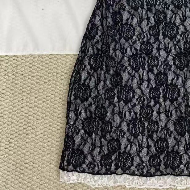 Black And White Lace Strap Dress - Image 5