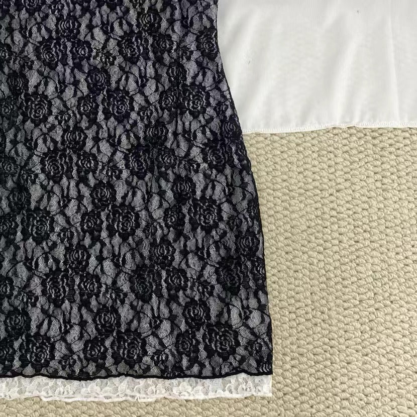 Black And White Lace Strap Dress - Image 6