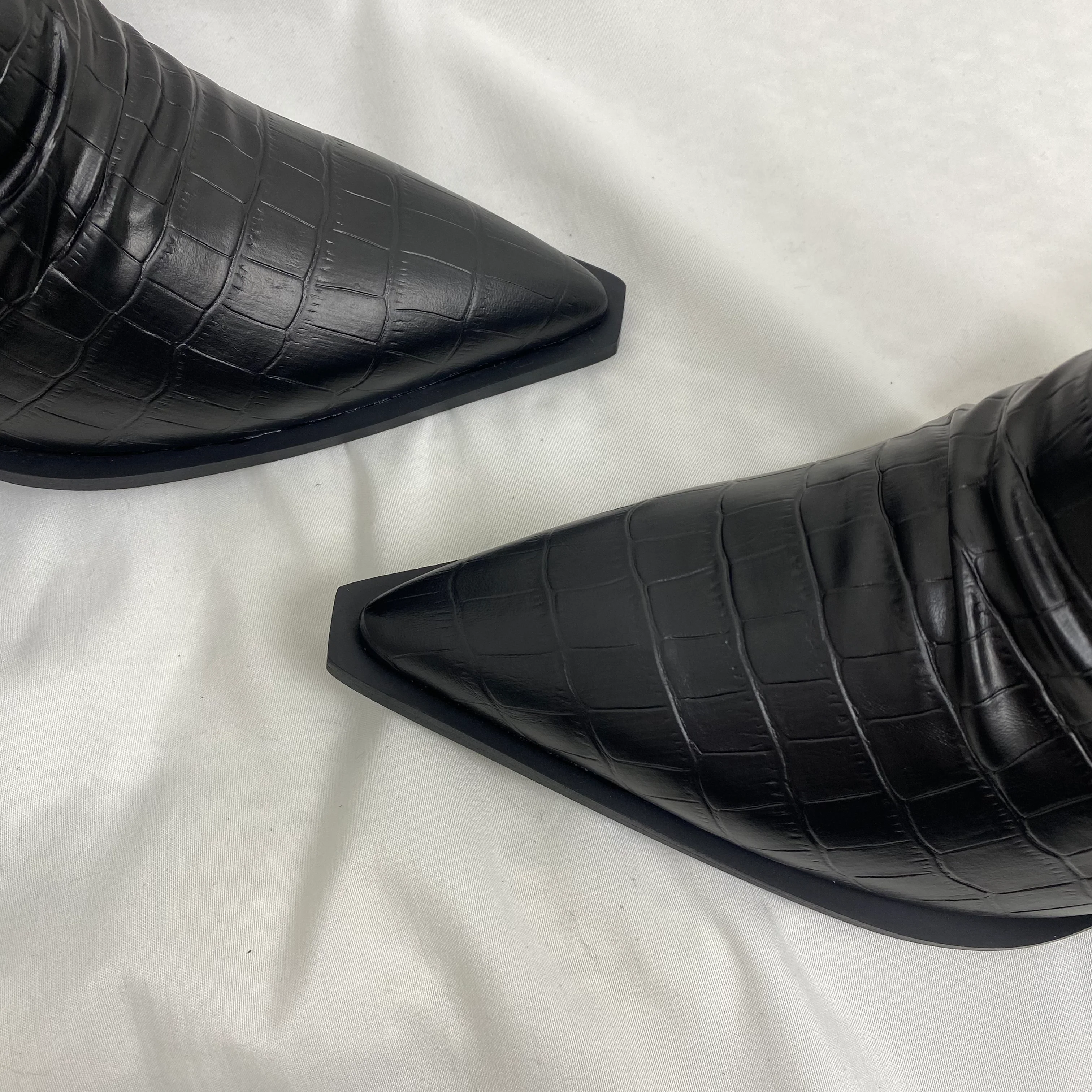 Black Leather Buckle Ankle Boots - Image 6