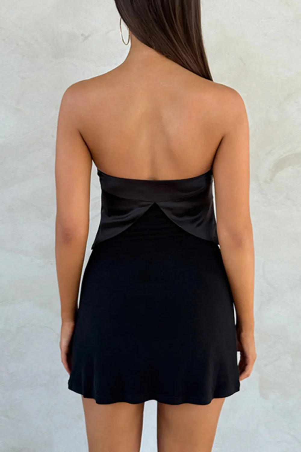 Bowknot Splicing Slim Solid Color Bodycon Tube Mini Dresses-Black - Image 3