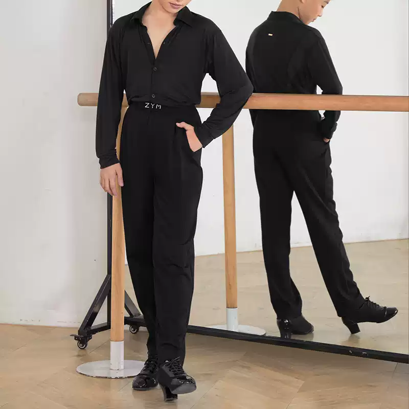 Boy's High-Waisted Dance Pants Latin Dance Practice Clothes - Image 3