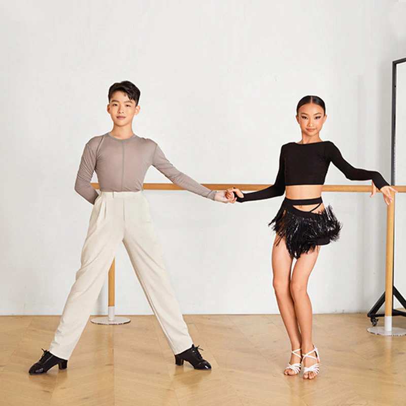 Boy's High-Waisted Dance Pants Latin Dance Practice Clothes - Image 8
