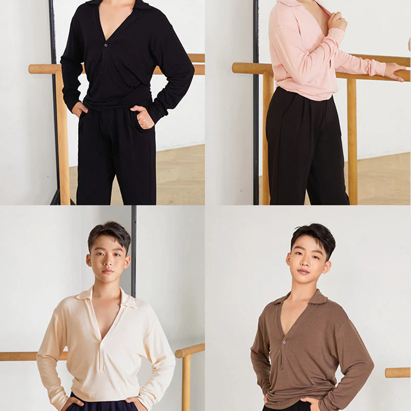 Boy's Long-sleeved Dance Practice Tops Dancewear - Image 4
