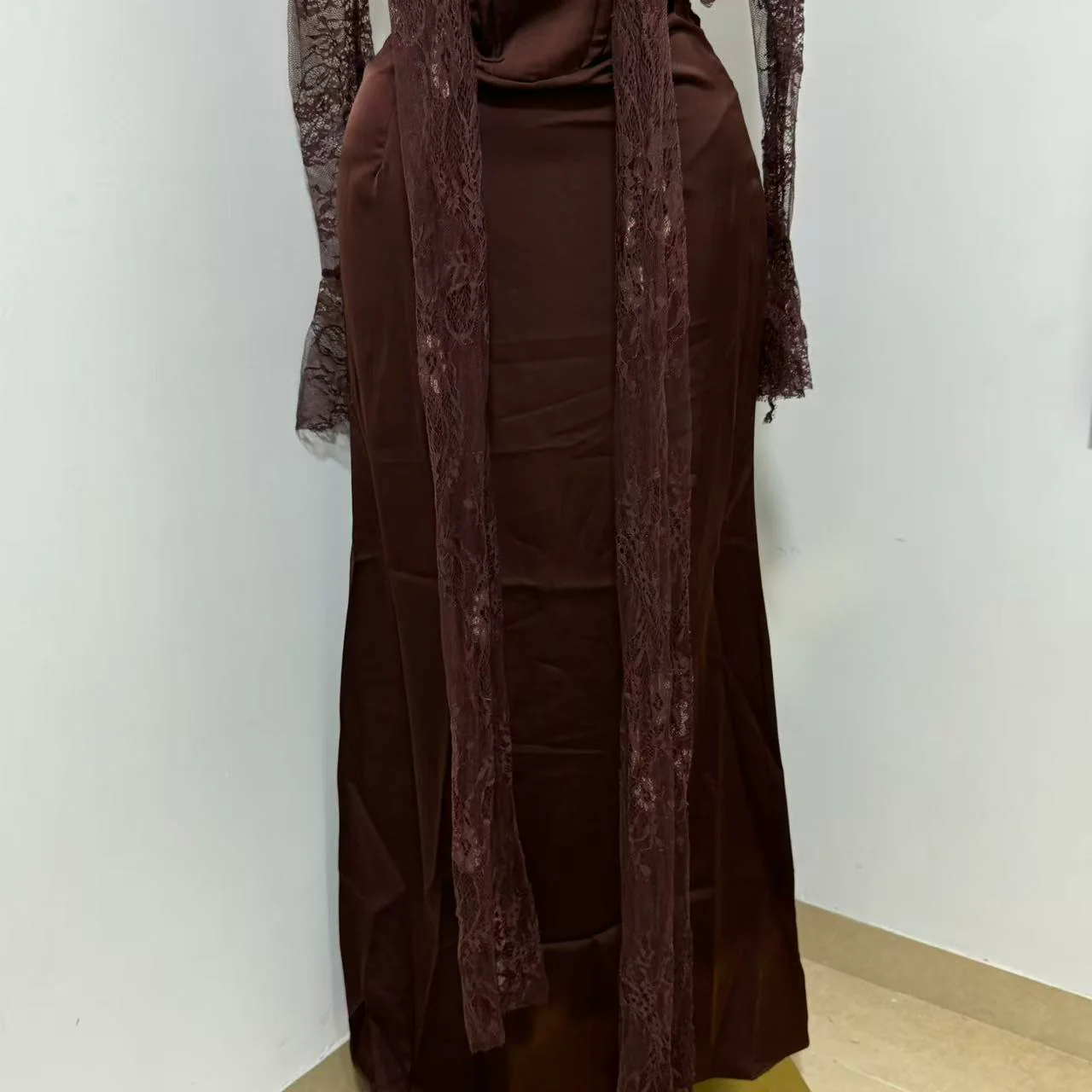 Brown Lace-Waist Dress - Image 6