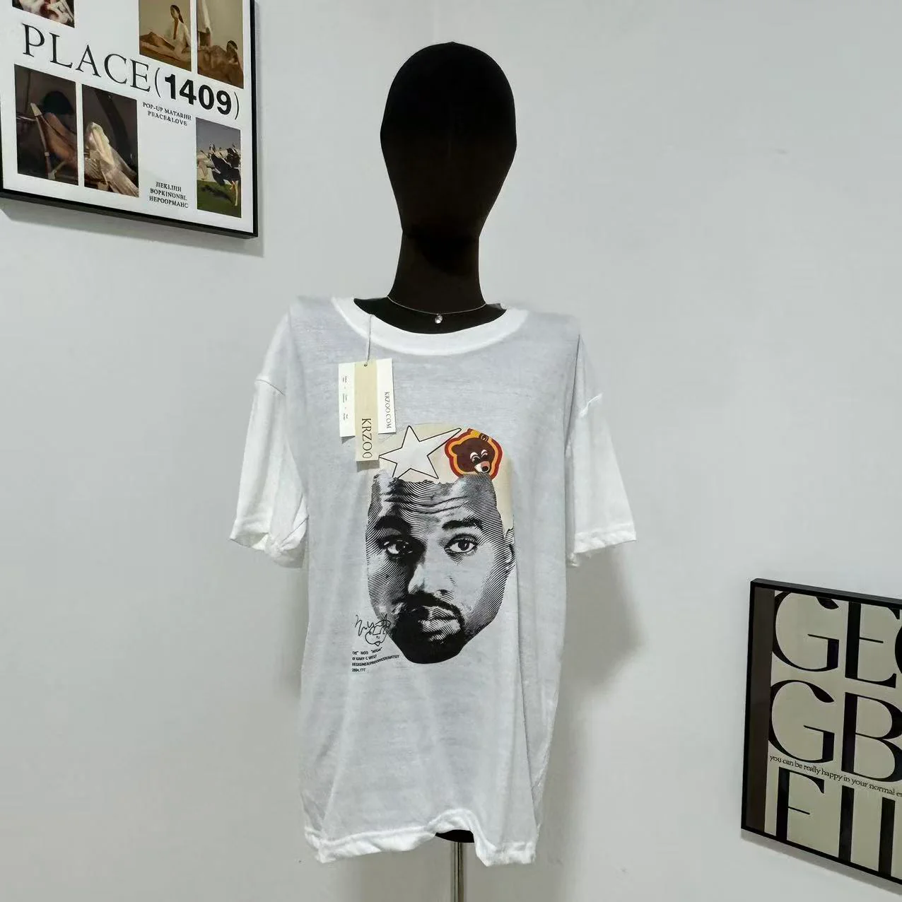 Cartoon-Print Crew Neck Short-Sleeve T-Shirt