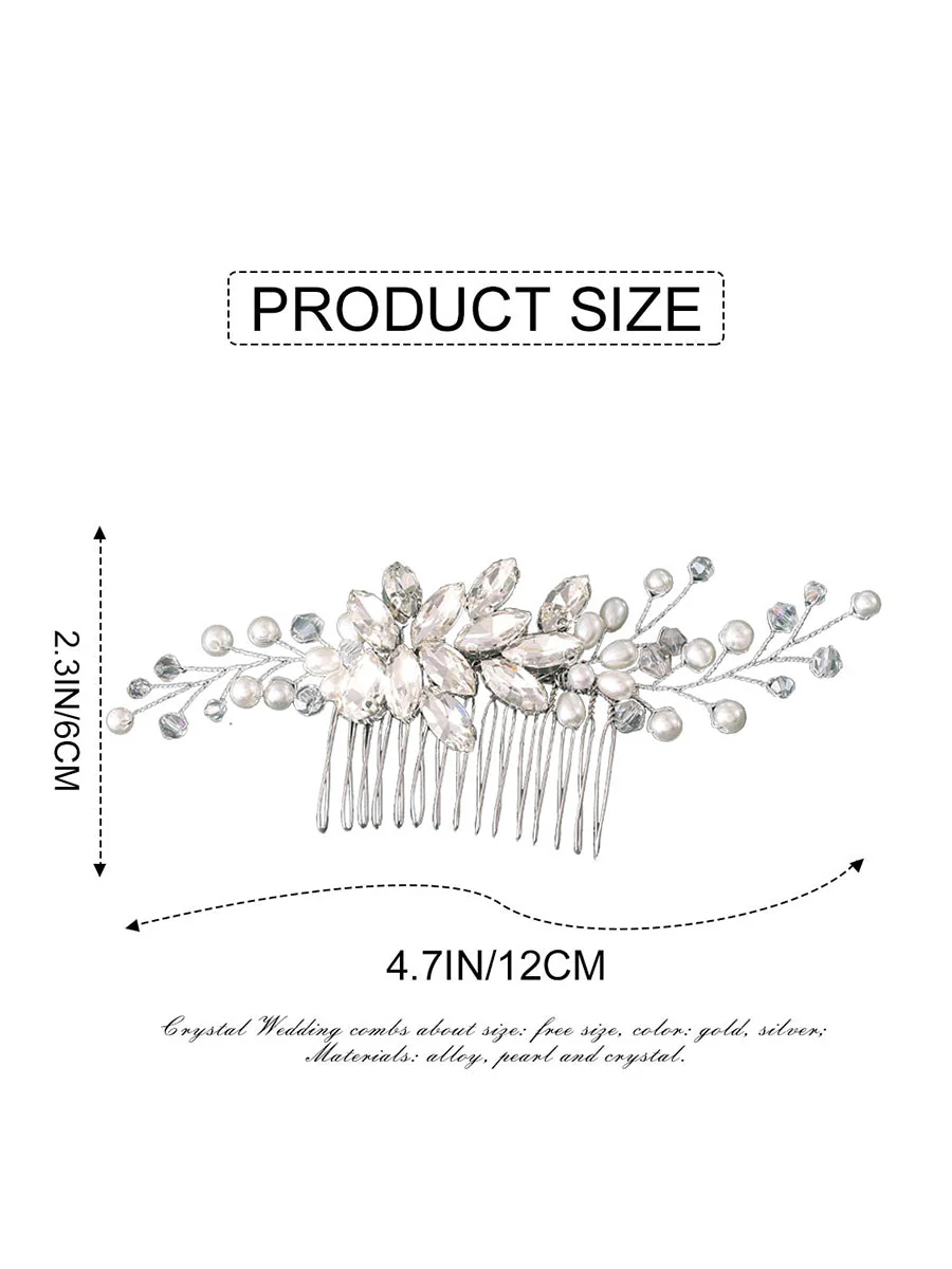 Vintage Pearl and Crystal Hair Comb �Formal Hairpiece - Image 5