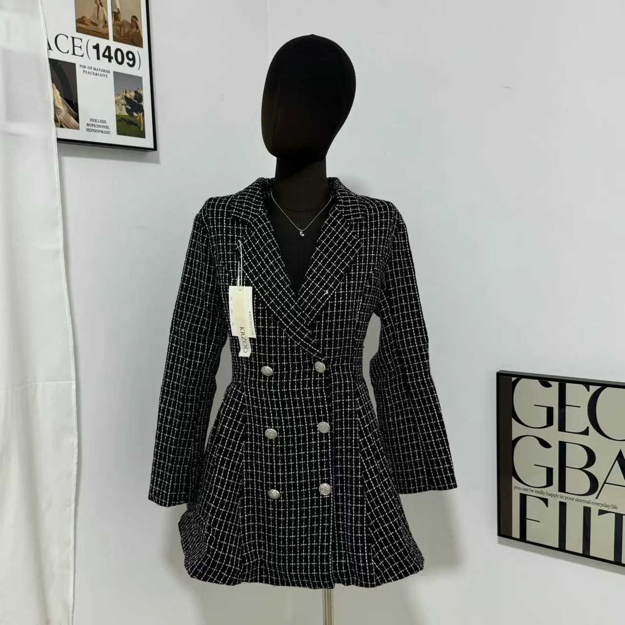 Chanel-Style Double-Breasted Wool Coat