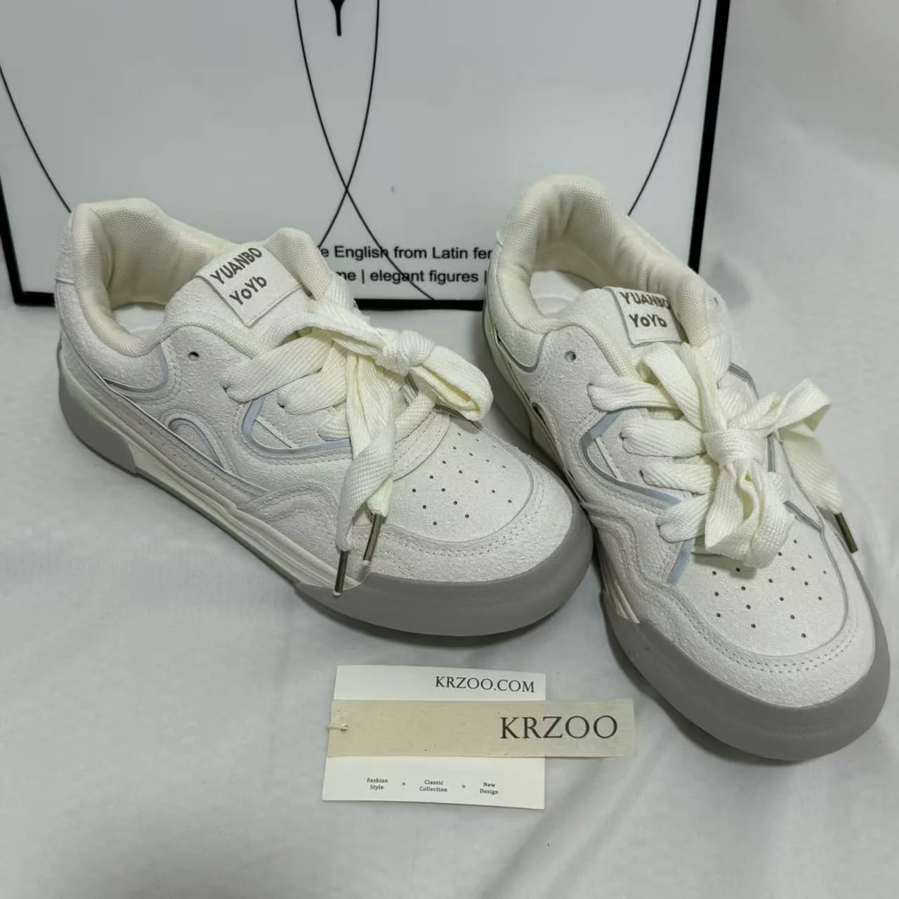 Chunky-Sole White Casual Sneakers