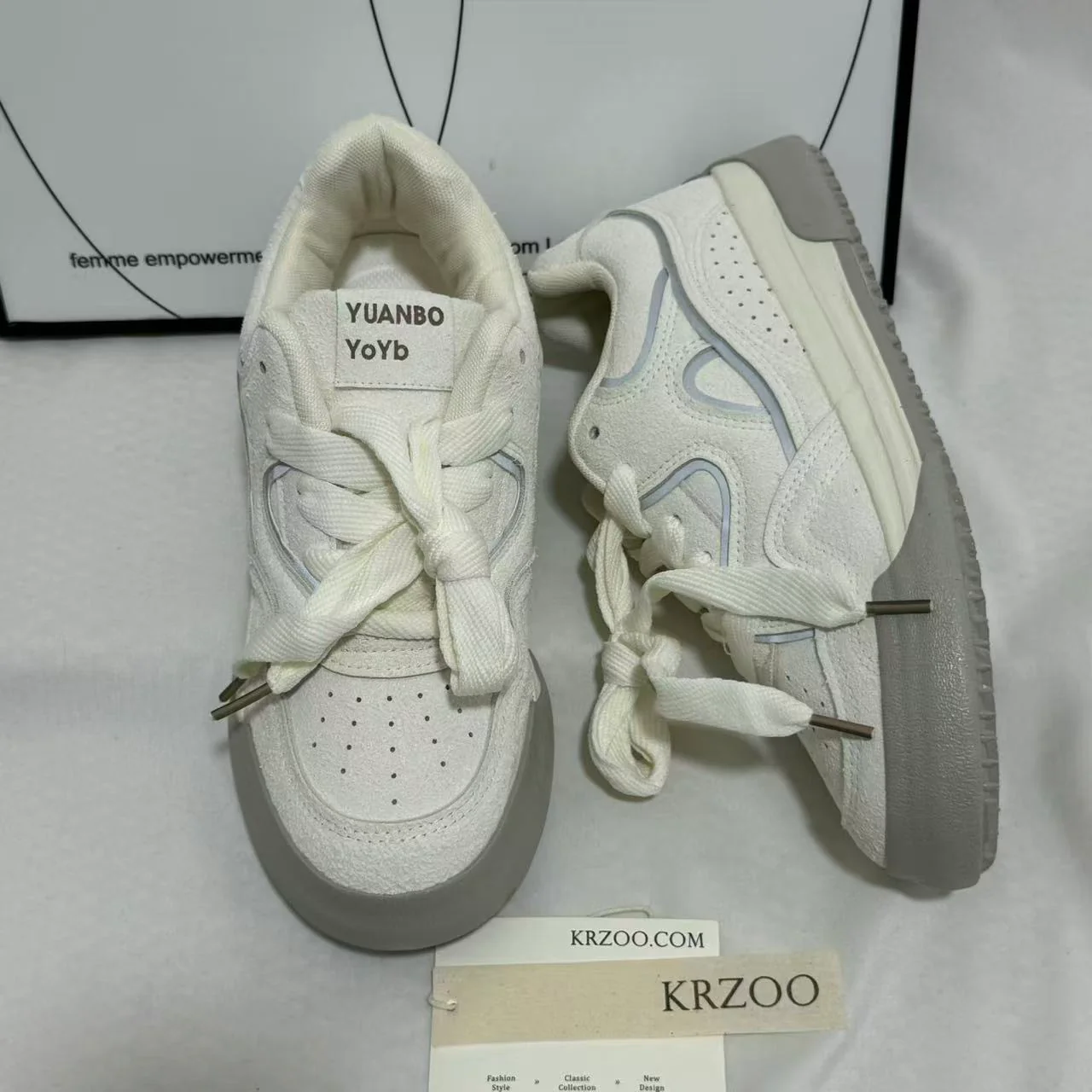 Chunky-Sole White Casual Sneakers - Image 2