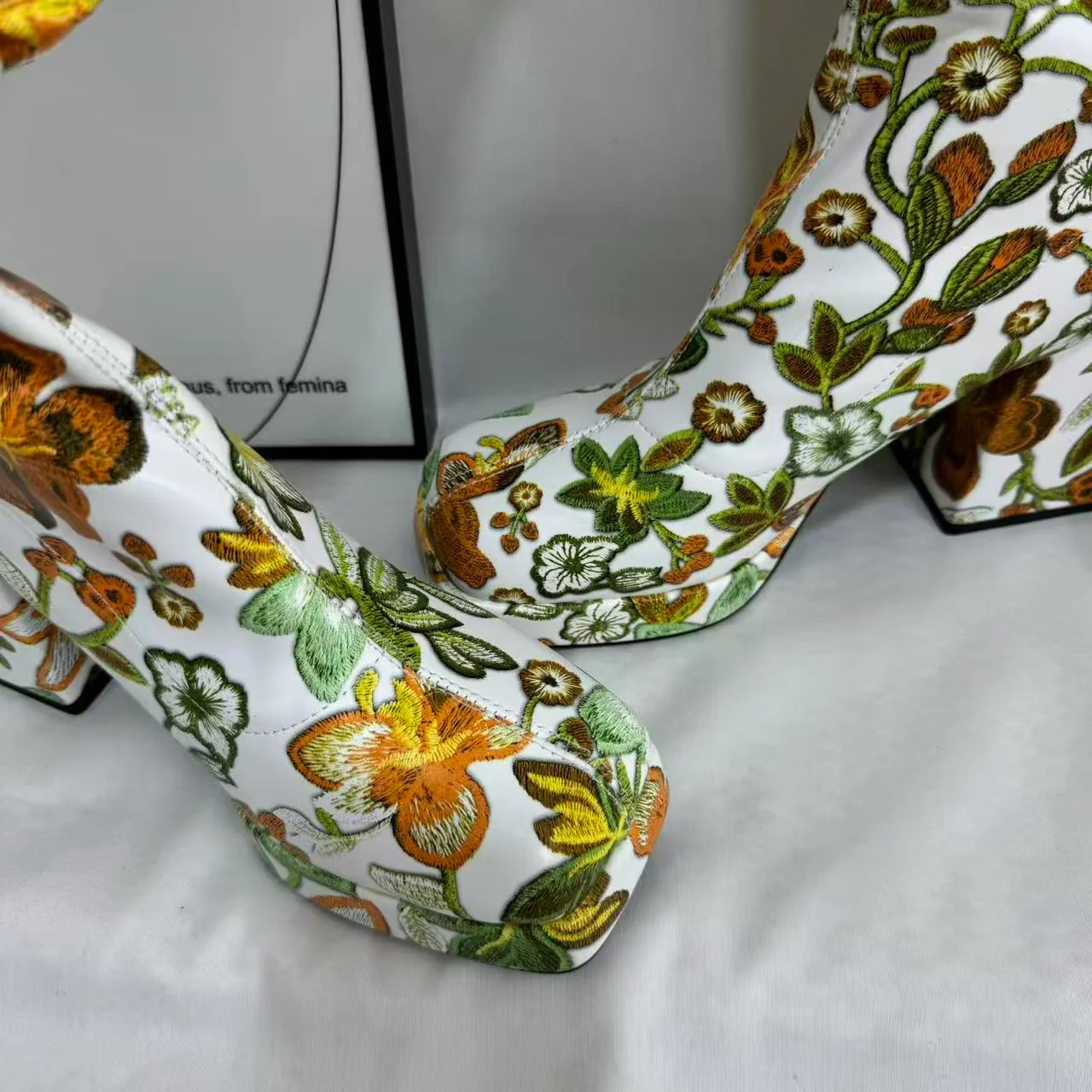Color-block Floral Knee-High Boots - Image 3
