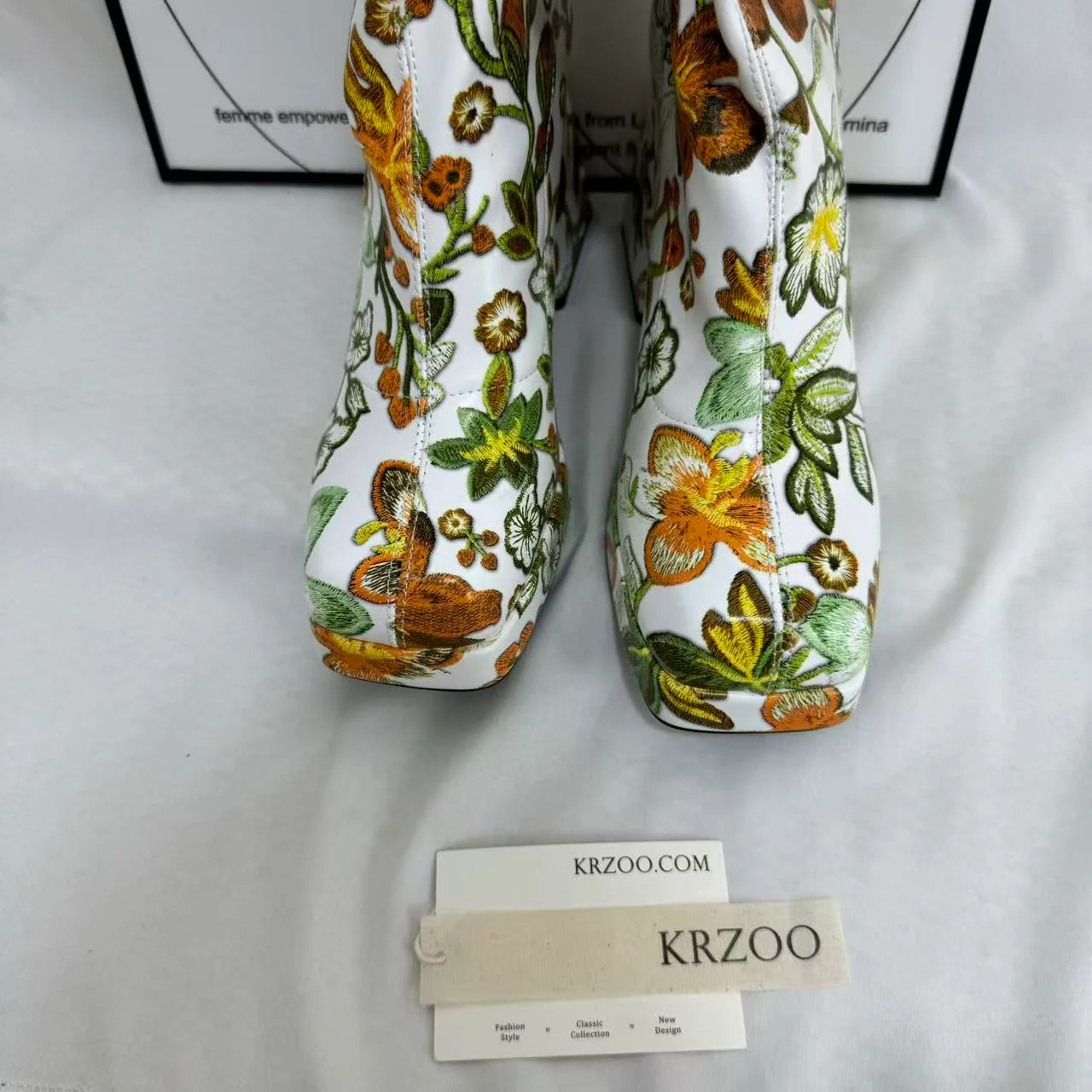 Color-block Floral Knee-High Boots - Image 6