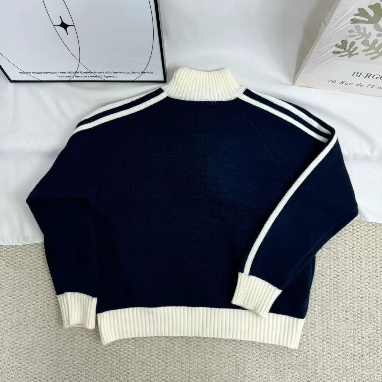 Color-block Long-sleeve Stand-collar Sweater - Image 2