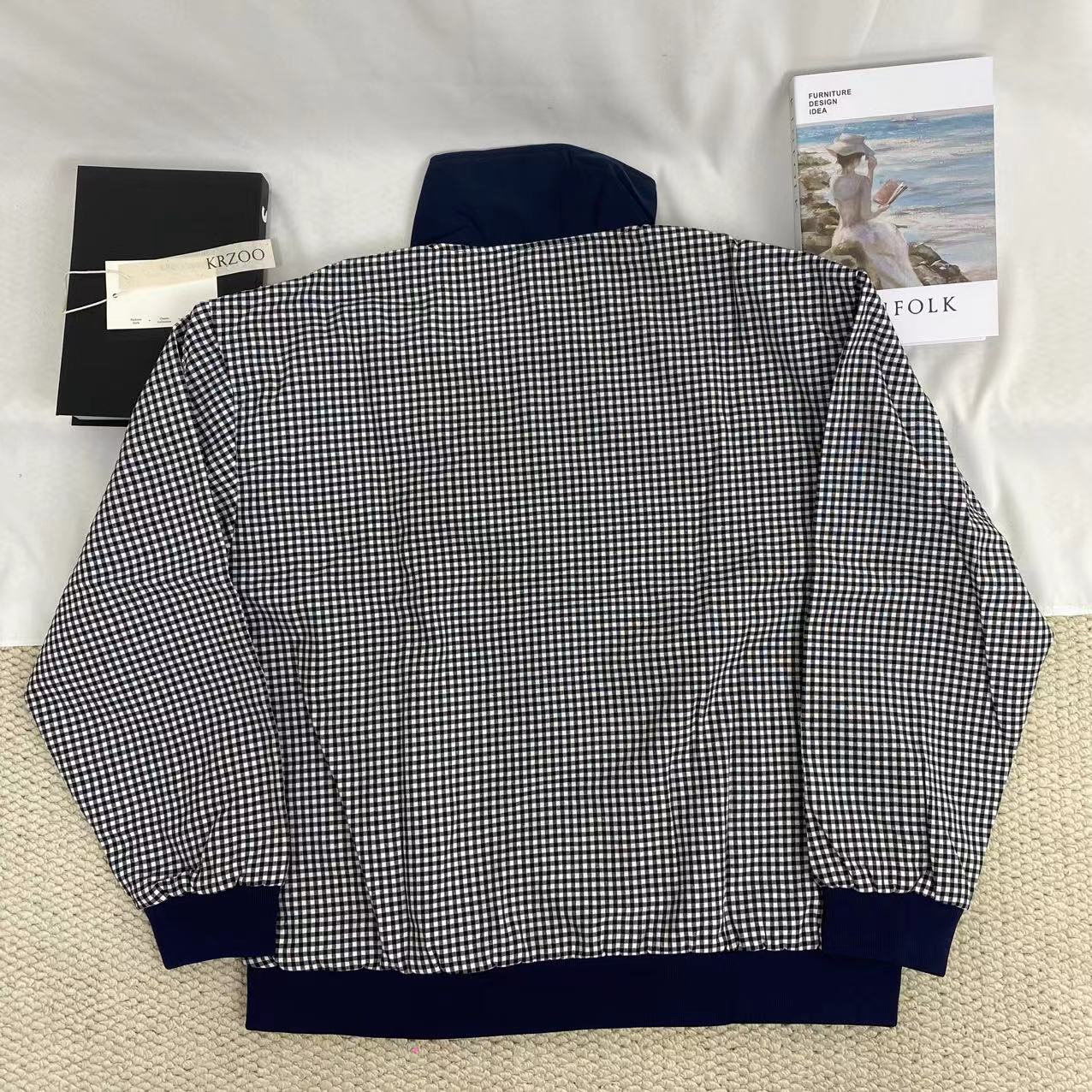 Color-Blocked Plaid Short Jacket - Image 3