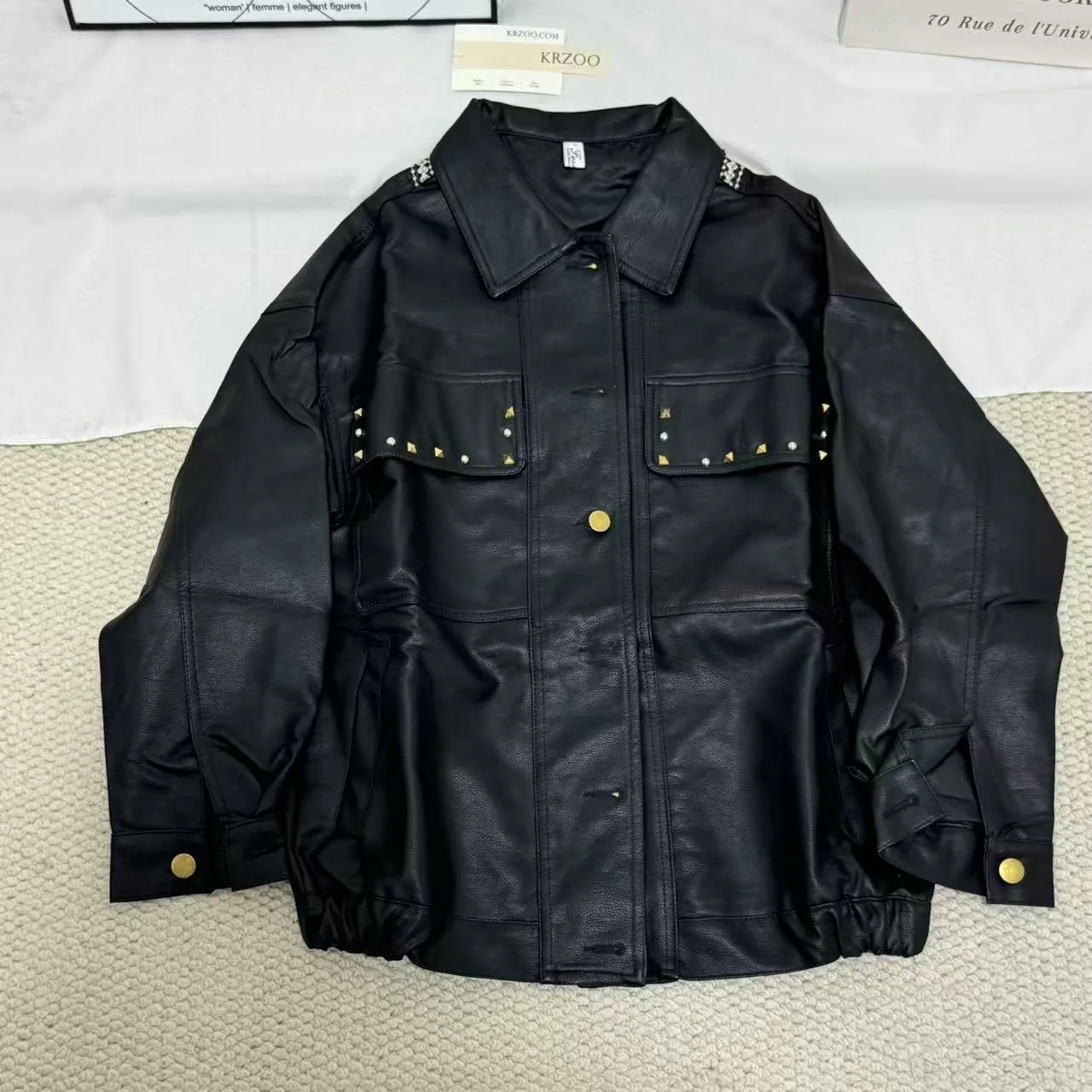 Cool Loose-Fit Biker Jacket with Embroidery