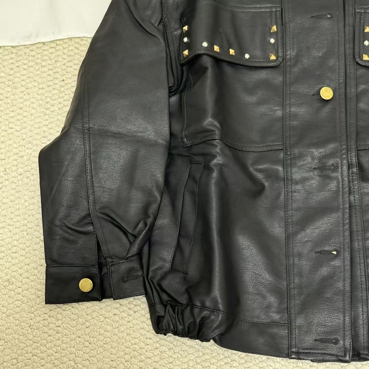 Cool Loose-Fit Biker Jacket with Embroidery - Image 4