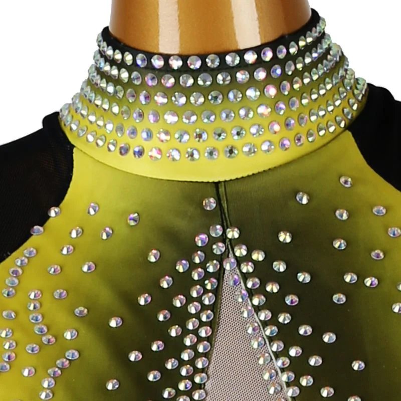 Customisable-Women's 3/4 Sleeve Yellow DanceWear Dance Dress Performance Wear - Image 4