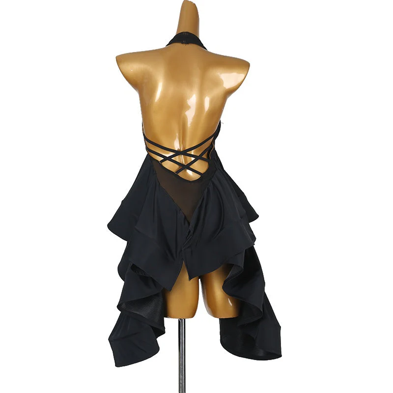 Customisable-Women's Black Sleeveless DanceWear Dance Dress Performance Wear - Image 3
