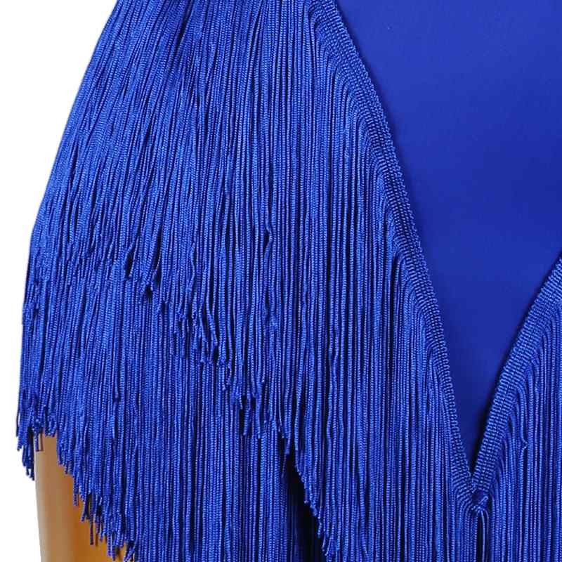 Customisable-Women's Rhinestone Royal Blue Rumba Latin Dance Dresses Performance Dresses - Image 5