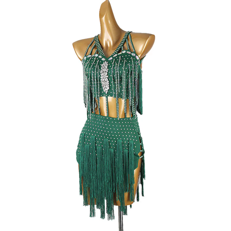 Customisable-Women's Tassel DanceWear Dance Dress Performance Wear - Image 10