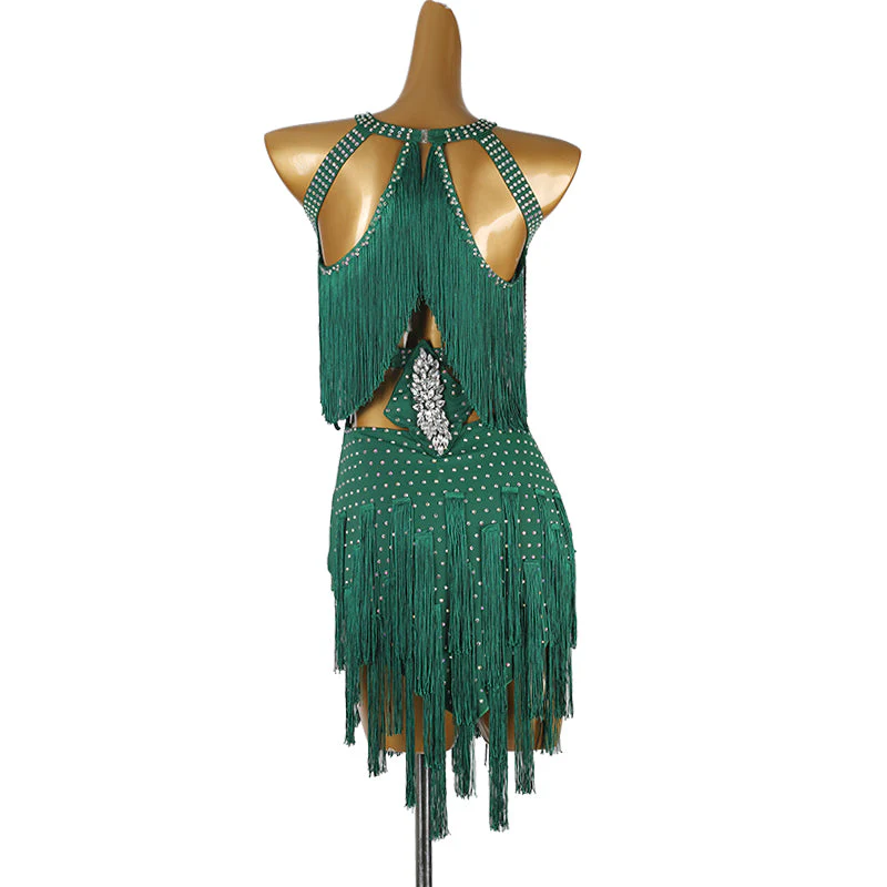 Customisable-Women's Tassel DanceWear Dance Dress Performance Wear - Image 11