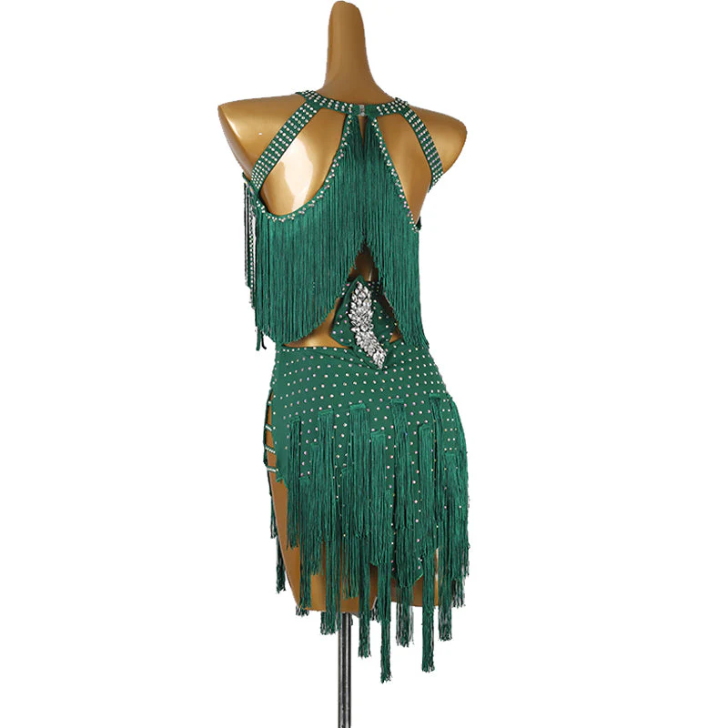 Customisable-Women's Tassel DanceWear Dance Dress Performance Wear - Image 12