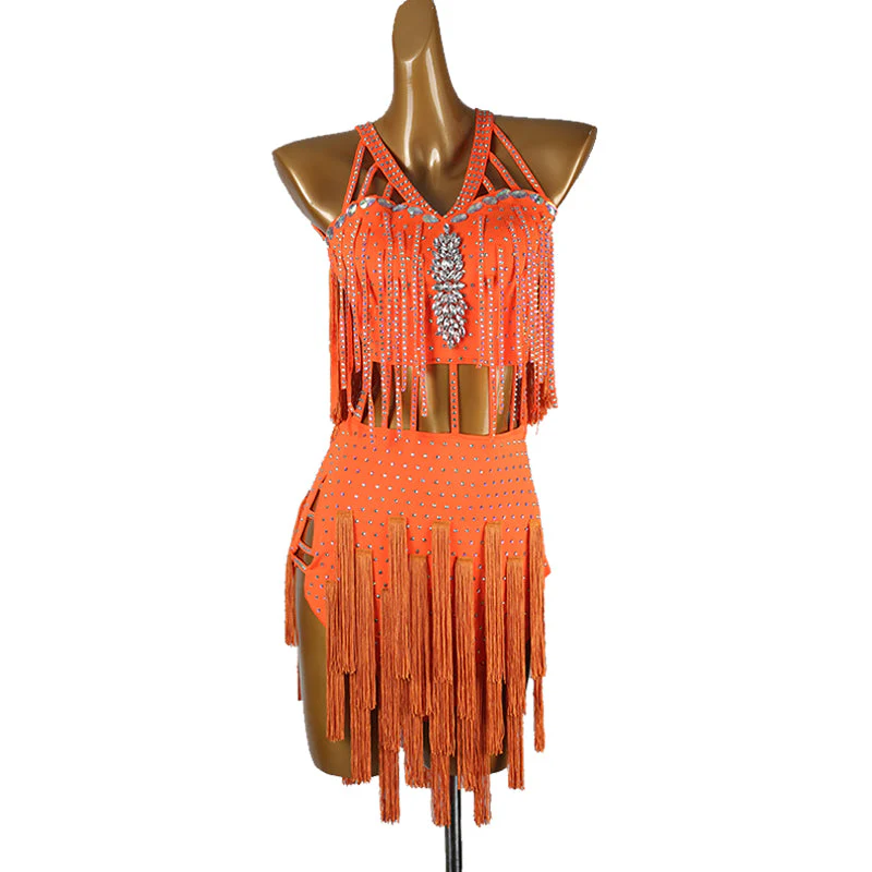 Customisable-Women's Tassel DanceWear Dance Dress Performance Wear - Image 16