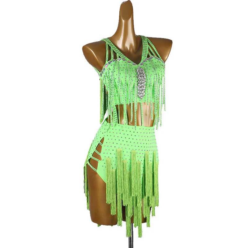 Customisable-Women's Tassel DanceWear Dance Dress Performance Wear - Image 4