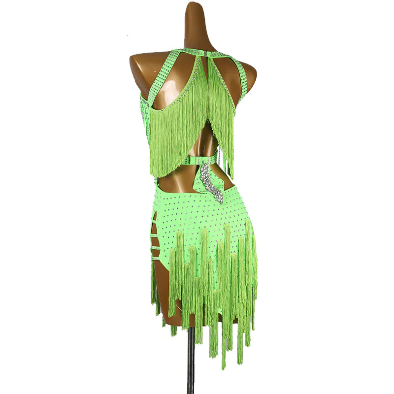 Customisable-Women's Tassel DanceWear Dance Dress Performance Wear - Image 5