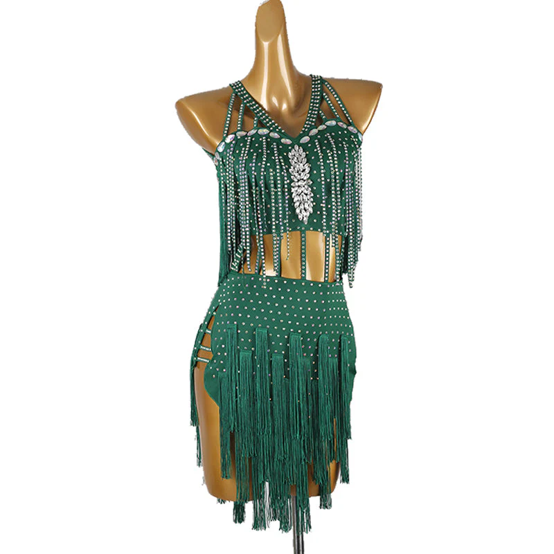 Customisable-Women's Tassel DanceWear Dance Dress Performance Wear - Image 9