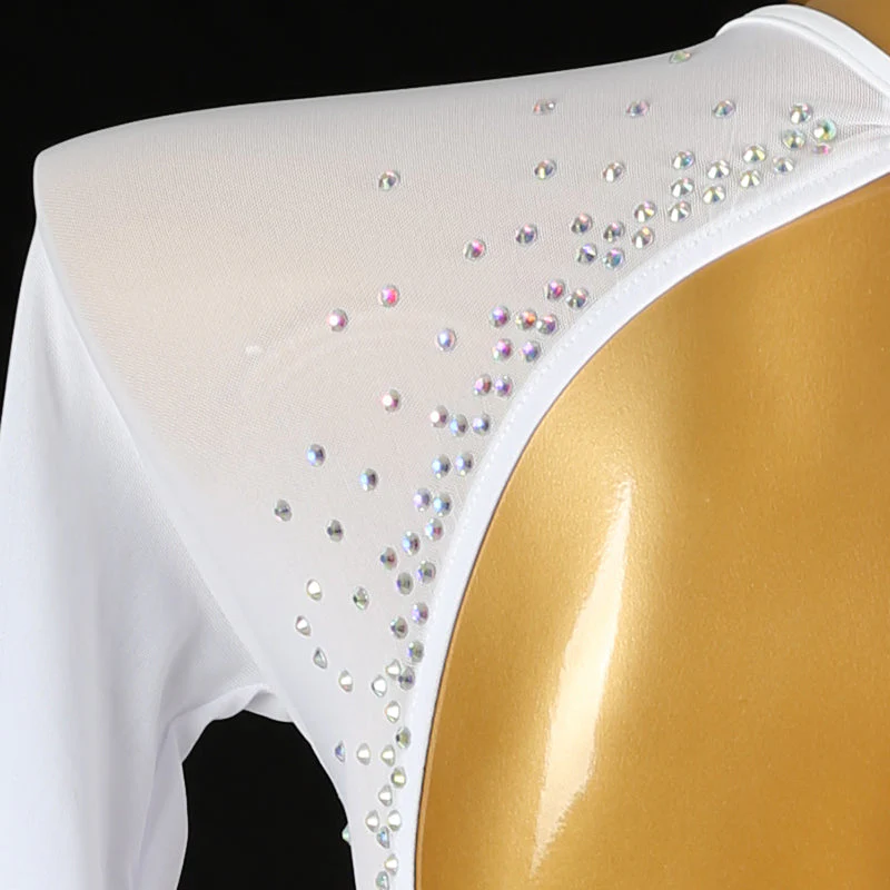 Customisable-Women's White V Neck Tassel DanceWear Dance Dress Performance Wear - Image 7
