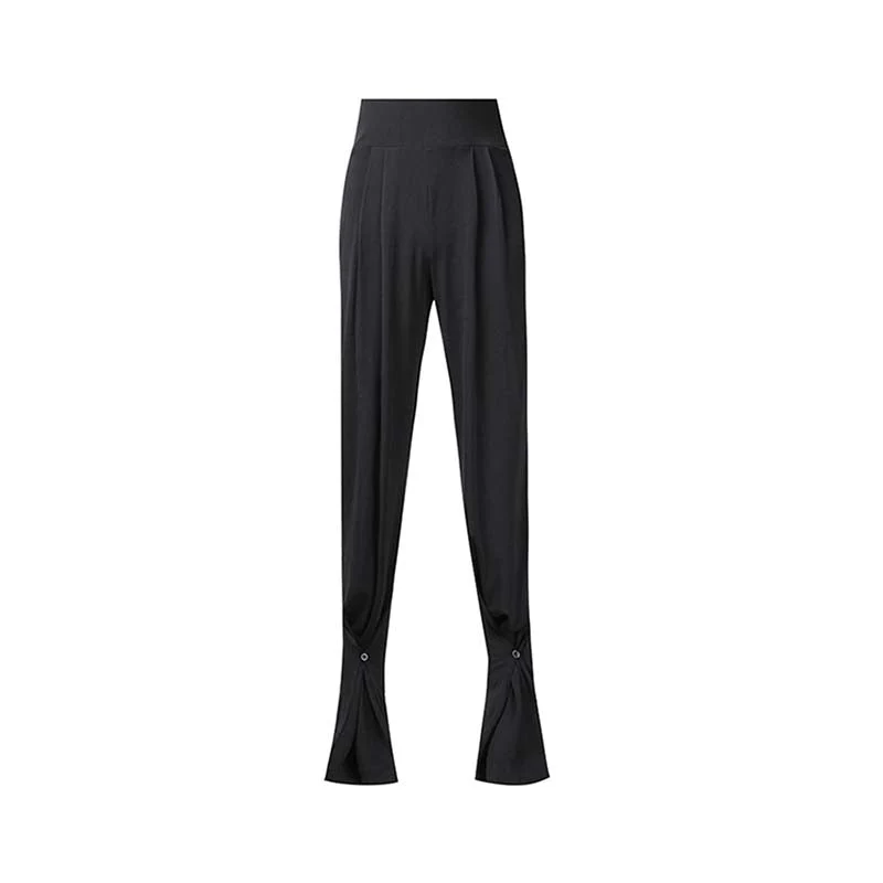 Women's Black High Waisted Wide Two Ways To Wear Latin Dance Wear Training Performance Pants - Image 3