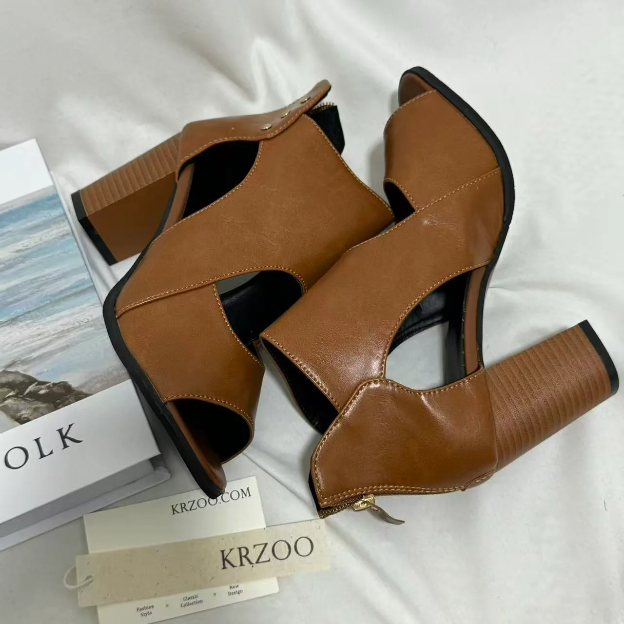 Deep-Cut Cutout Flats & Sandals - Image 2