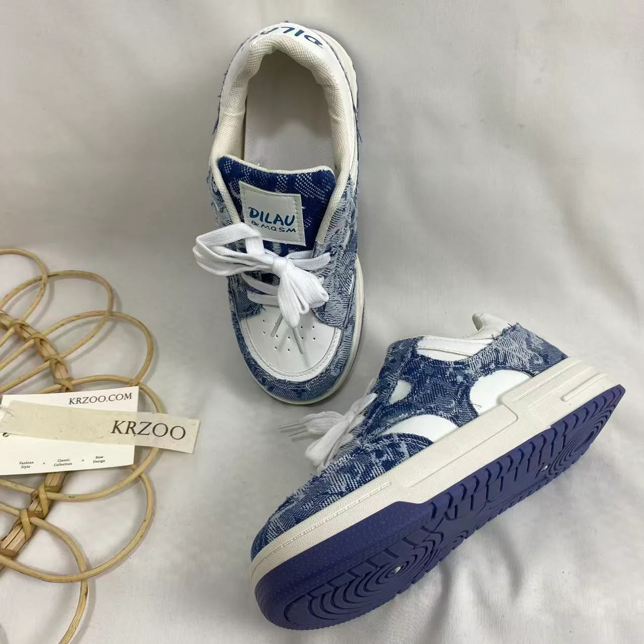 Denim Blue Height-Lncreasing Shoes