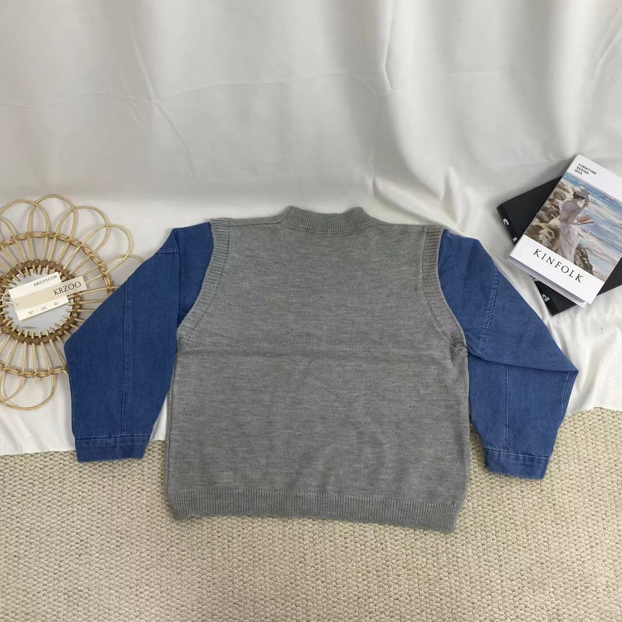 Denim Faux Two-Piece Sweater - Image 2