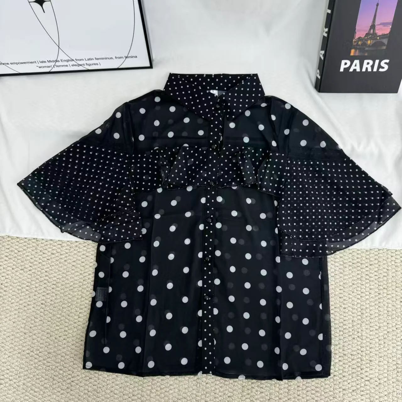 Elegant Polka-Dot Chiffon Blouse