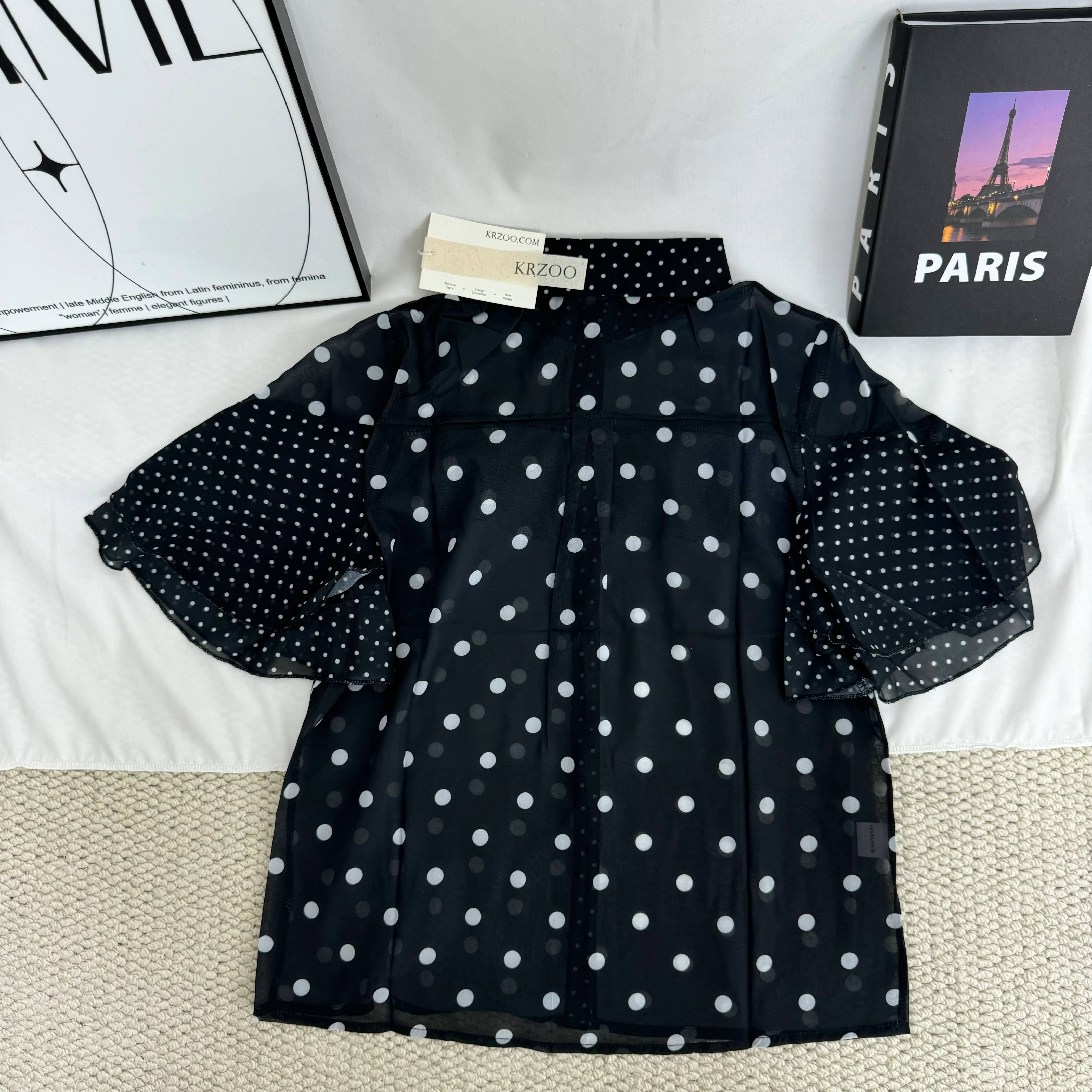 Elegant Polka-Dot Chiffon Blouse - Image 2