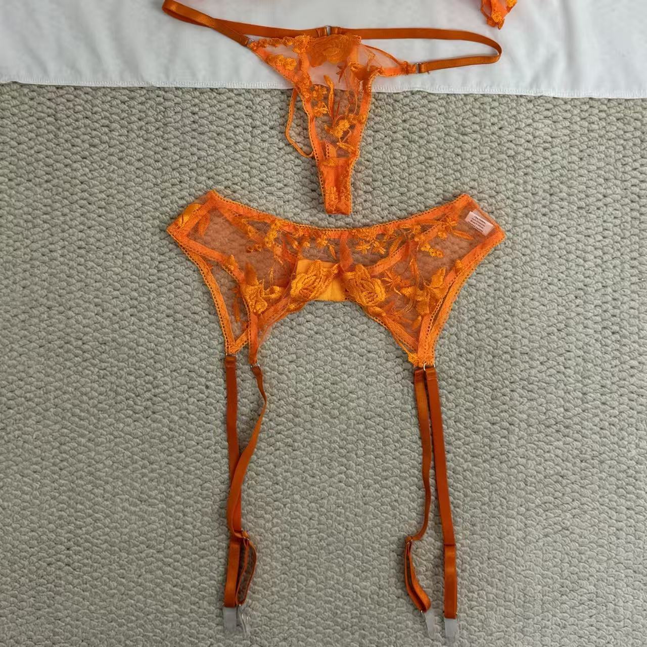 Embroidered Lace Sheer Three-Piece Set - Image 5