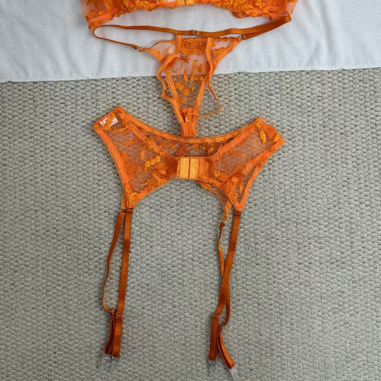 Embroidered Lace Sheer Three-Piece Set - Image 6