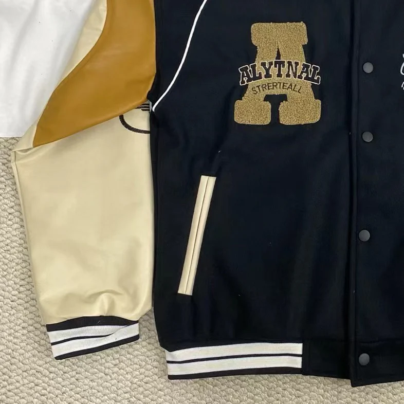 Embroidered Leather Sleeve Jacket - Image 6