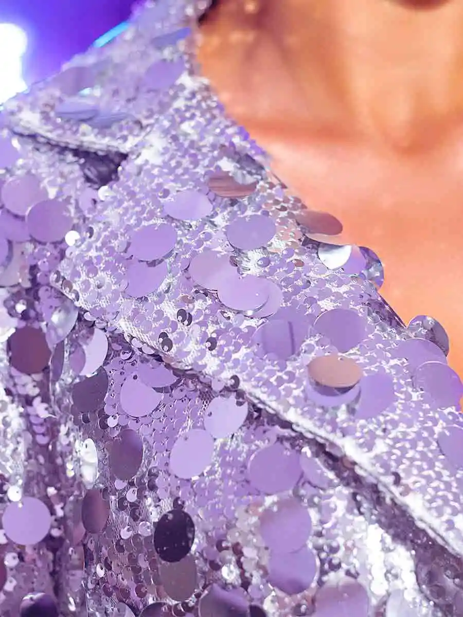 Stylish Mini Silver Sequin Jacket Top - Image 6