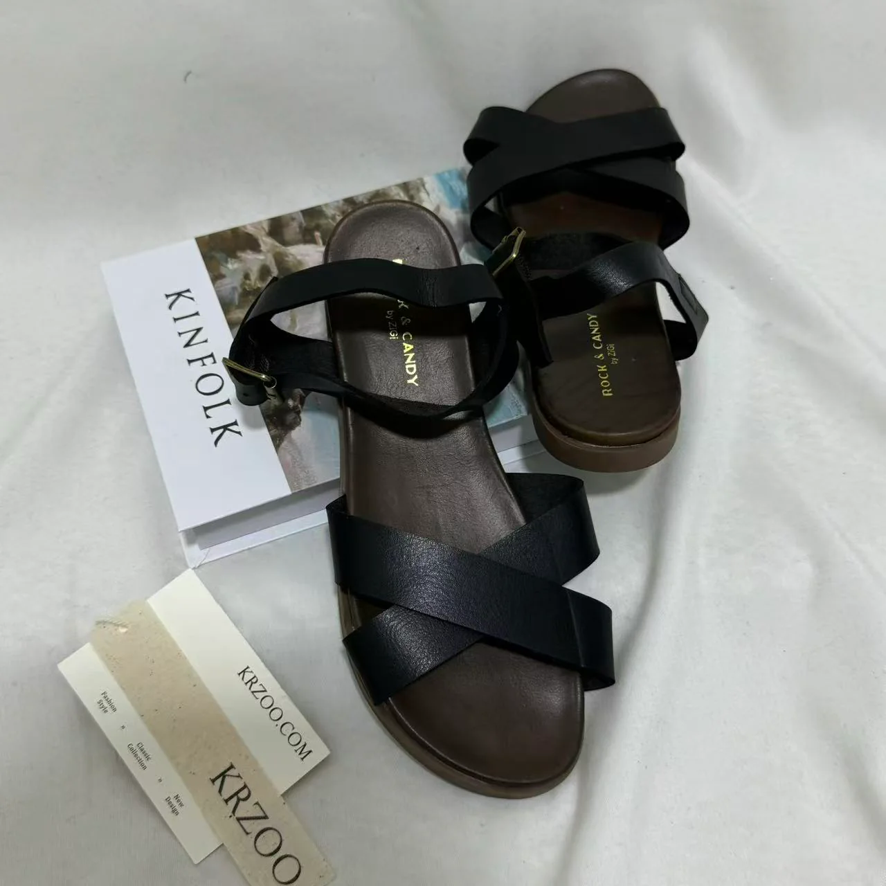 Genuine Leather Cross-Strap Sandals - Image 3