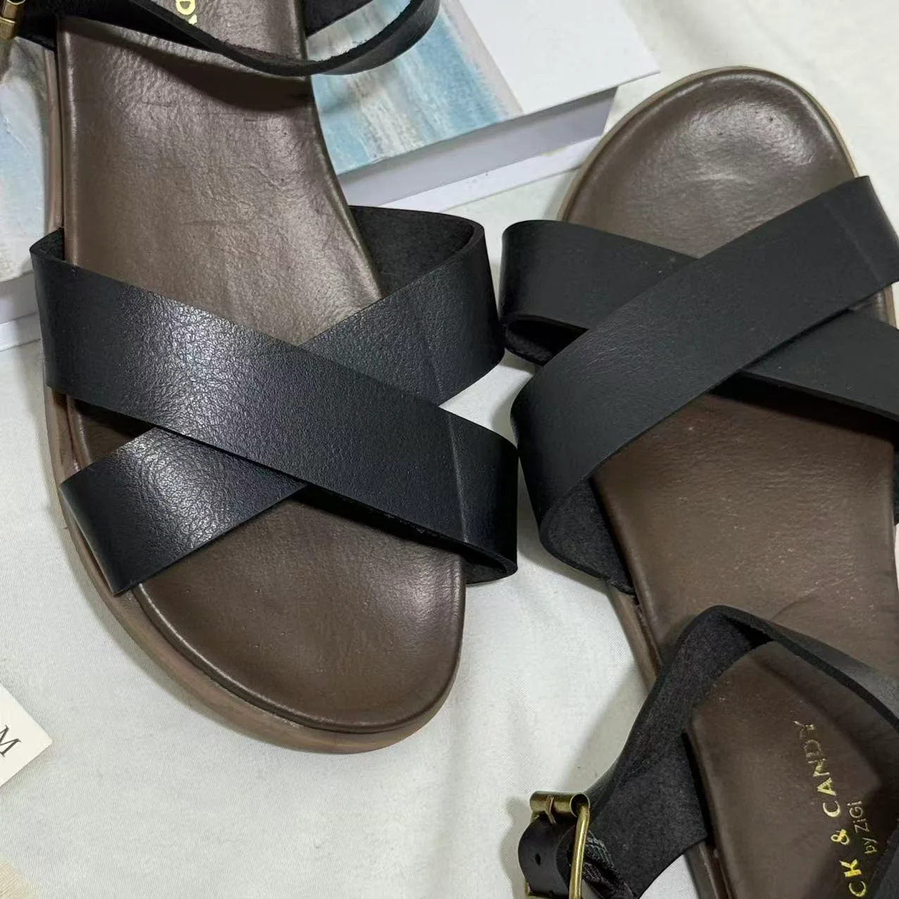 Genuine Leather Cross-Strap Sandals - Image 6