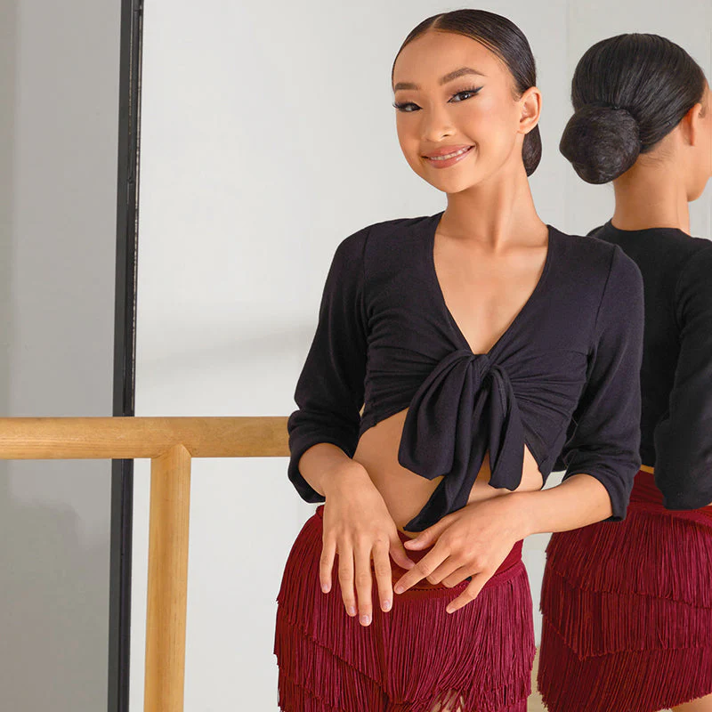 Girls Black Dance Practice Top Dancewear - Image 4